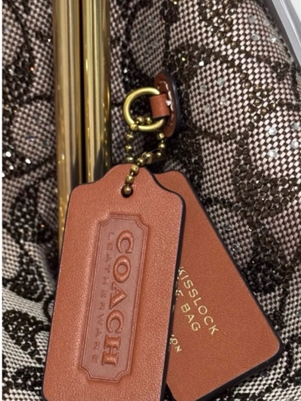 COACH Large Kisslock Frame Bag In Crystal Signature Jacquard